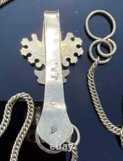 Antique Solid Silver Watch Holder / Clip signed Alfred Quantin, 19th Century
