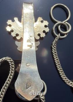 Antique Solid Silver Watch Holder / Clip signed Alfred Quantin, 19th Century