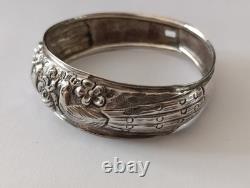 Antique Solid Silver Wedding Bracelet with Bird & Flower Decoration 17.9 g Jewelry