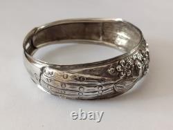 Antique Solid Silver Wedding Bracelet with Bird & Flower Decoration 17.9 g Jewelry