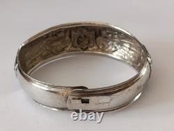 Antique Solid Silver Wedding Bracelet with Bird & Flower Decoration 17.9 g Jewelry