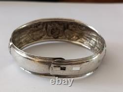 Antique Solid Silver Wedding Bracelet with Bird & Flower Decoration 17.9 g Jewelry