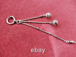 Antique Solid Silver and 14k Gold Pocket Watch Chain 14 cm Long