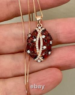 Antique Solid Silver and Real Gold Necklace with Garnets and Topazes Luxury Jewelry