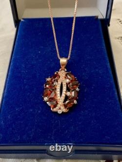Antique Solid Silver and Real Gold Necklace with Garnets and Topazes Luxury Jewelry
