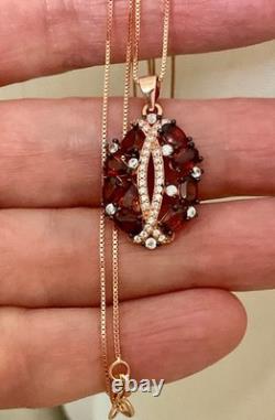 Antique Solid Silver and Real Gold Necklace with Garnets and Topazes Luxury Jewelry