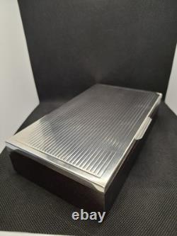 Antique Solid Silver and Wood Cigar Box