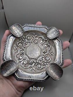 Antique Spanish ashtray in solid silver (332 grams)