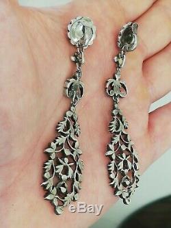 Antique Sterling Silver And Marcasite Earrings
