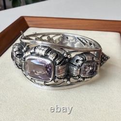 Antique Sterling Silver Bracelet with Amethyst