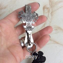 Antique Sterling Silver Chatelaine Hook, 19th Century, Minerva Hallmark, Passementerie