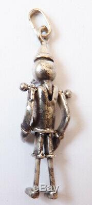 Antique Sterling Silver Pendant Pinocchio Figurine Silver Statuette Pendant