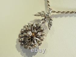 Antique Sterling Silver Seed Pearl Pendant Necklace