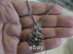 Antique Sterling Silver Seed Pearl Pendant Necklace