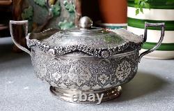 Antique Sugar Bowl Solid Silver Persian Craft Iran Isfahan or Qajar Punch 84