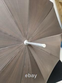 Antique Umbrella with Silk Canopy and 800 Sterling Silver Handle