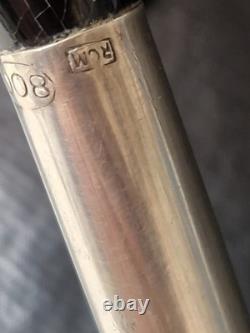 Antique Umbrella with Silk Canopy and 800 Sterling Silver Handle