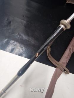 Antique Umbrella with Silk Canopy and 800 Sterling Silver Handle
