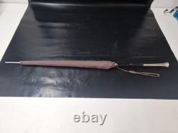 Antique Umbrella with Silk Canopy and 800 Sterling Silver Handle