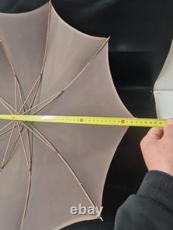 Antique Umbrella with Silk Canopy and 800 Sterling Silver Handle