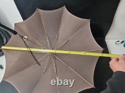 Antique Umbrella with Silk Canopy and 800 Sterling Silver Handle