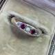 Antique Vermeil Garter Ring With Ruby, Fine Pearl & Zircons, 19th Century Vintage