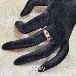Antique Vermeil Garter Ring with Ruby, Fine Pearl & Zircons, 19th Century Vintage