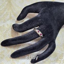 Antique Vermeil Garter Ring with Ruby, Fine Pearl & Zircons, 19th Century Vintage
