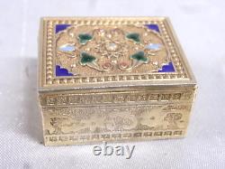Antique Vermeil Gold Box on Solid Silver Enamel Russian 84