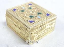Antique Vermeil Gold Box on Solid Silver Enamel Russian 84