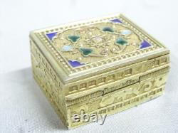 Antique Vermeil Gold Box on Solid Silver Enamel Russian 84