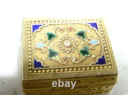 Antique Vermeil Gold Box on Solid Silver Enamel Russian 84