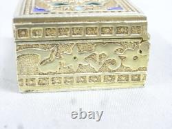 Antique Vermeil Gold Box on Solid Silver Enamel Russian 84