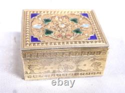 Antique Vermeil Gold Box on Solid Silver with Russian Enamel 84