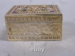 Antique Vermeil Gold Box on Solid Silver with Russian Enamel 84