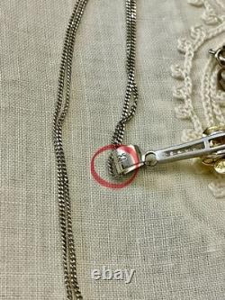Antique Vermeil Pendant Necklace in Solid Silver, Rubies and Topazes