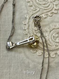Antique Vermeil Pendant Necklace in Solid Silver, Rubies and Topazes