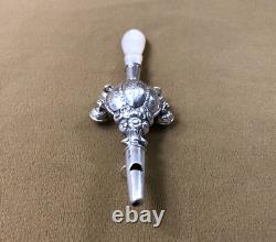 Antique Whistle Rattle with 4 Silver Bells, in Good Condition, Pearl Handle, 19th Century