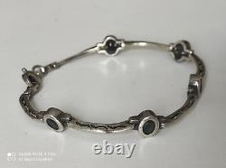 Antique Women’s Solid Silver and Onyx Bracelet