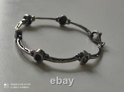 Antique Women’s Solid Silver and Onyx Bracelet