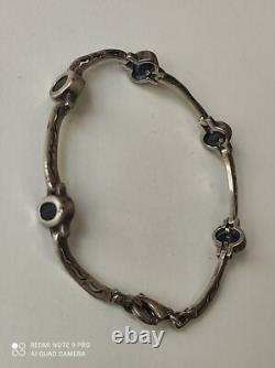 Antique Women’s Solid Silver and Onyx Bracelet