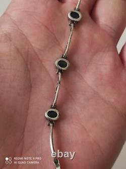 Antique Women’s Solid Silver and Onyx Bracelet
