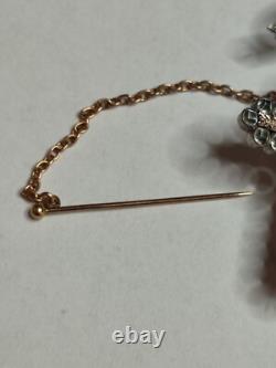 Antique Yvetot Cross in solid silver, gold, and Rhine stones, Normandy 19th century