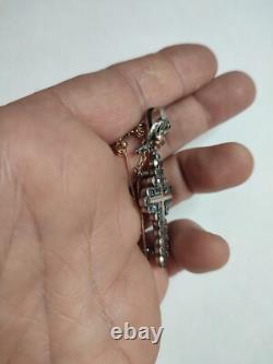 Antique Yvetot Cross in solid silver, gold, and Rhine stones, Normandy 19th century