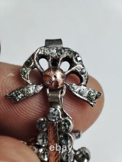 Antique Yvetot Cross in solid silver, gold, and Rhine stones, Normandy 19th century