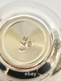 Antique apple-shaped mustard pot in 925/1000 sterling silver, weight 59 g