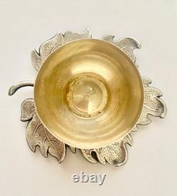Antique apple-shaped mustard pot in 925/1000 sterling silver, weight 59 g