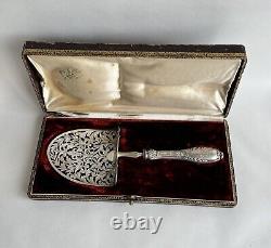 Antique asparagus tongs box sterling silver Minerva silversmith