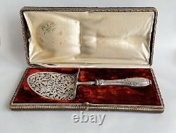 Antique asparagus tongs box sterling silver Minerva silversmith