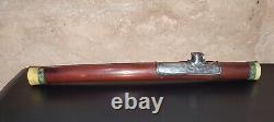 Antique bamboo and solid silver pipe C. 1900 China Indochina L47cm antique